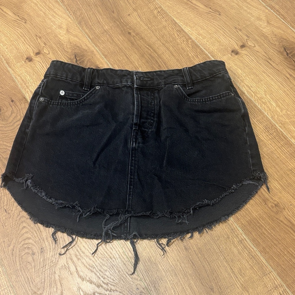 We The Free Charcoal Denim Skirt